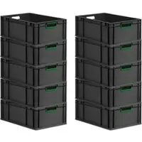 Proregal SparSet 10x Eurobox Nextgen Color HxBxT 22x40x60cm 44 Liter Griffe Grün Offen Schwarz Eurobehälter Transportbox Transportbehälter