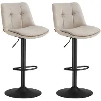 Vasagle Barhocker 2er Set aus Flanell höhenverstellbar drehbar cremeweiß LJB195W02