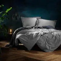 Lorena Uni Mako-Satin Bettwäsche Classic Stehsaum 155x220 cm + 80x80 cm | taube - grau