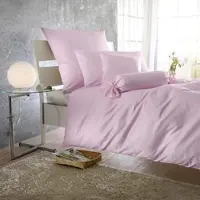BETTWARENSHOP Uni Mako-Satin Bettwäsche Rosé Quarz 155x220 cm + 80x80 cm - pink