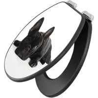 Banjado Anthrazit Toilettendeckel Mit Absenkautomatik WC-Sitz Soft Close Hygienischer Klodeckel MDF Mit Motiv Bulldogge