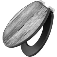 Banjado Anthrazit Toilettendeckel Mit Absenkautomatik WC-Sitz Soft Close Hygienischer Klodeckel MDF Mit Motiv Holz Monochrom