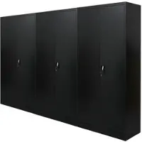 Proregal MegaDeal 3x Flügeltürenschrank ELEPHANT Komplett Montiert Mit 2 Türen Abschließbar HxBxT 180x80x40cm 4 Ebenen Stahl Pulverbeschichtet Schwarz