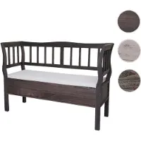 Mendler Sitzbank T207, Bank Truhenbank Holzbank Aufbewahrungstruhe, Staufach Kissen Holz 119cm ~ grau-braun, shabby