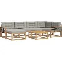 vidaXL Outdoor-Sofagarnitur 7 Stk. Weiß und Hellgrau