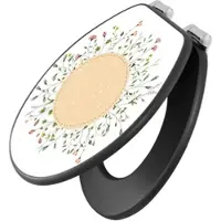 Banjado Anthrazit Toilettendeckel Mit Absenkautomatik WC-Sitz Soft Close Hygienischer Klodeckel MDF Mit Motiv Hibiskus Kreis