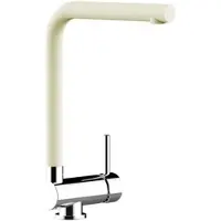 VIZIO Wasserhahn Vorfenster Küchenarmatur Umklappbar 6 CM mit 360° Schwenkbarem L Auslauf Verchromt Sand Beige