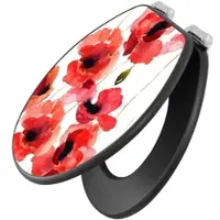 Banjado Anthrazit Toilettendeckel Mit Absenkautomatik WC-Sitz Soft Close Hygienischer Klodeckel MDF Mit Motiv Mohn Aquarell
