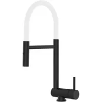 VIZIO Wasserhahn Vorfenster Küchenarmatur Umklappbar 6 CM mit 360° Schwenkbarem Auslauf Abnehmbare 2 Strahl Handbrause Schwarz Matt Weiß
