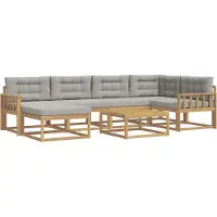 vidaXL Outdoor-Sofagarnitur 7 stk. Weiß und Hellgrau