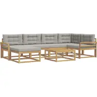 vidaXL Outdoor-Sofagarnitur 7 Stk. Weiß und Hellgrau