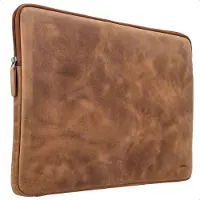Accezz Leather Laptop Hülle mit Reißverschluss 15-16 Zoll - Laptop Sleeve - Cognac
