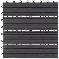 Proregal BERLINLODGE WPC Bodenfliese | 11x je BxT 30x30cm = 1qm | Holzoptik Balkon/Terrasse | Premium | Anthrazit linear