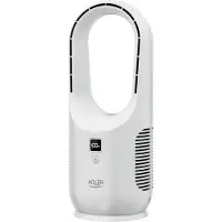 Adler AD 7343 USB-Tischventilator ohne Rotorblätter, kabellos, leise, mit Akku, LED-Display und 3 Geschwindigkeitsstufen, modern, Weiß
