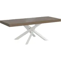 Itamoby Volantis Premium taubengrauer Ausziehtisch 200/304x90 cm mit weißen Beinen