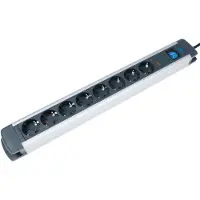 As Schwabe as-Schwabe 8-fach Aluminium-Steckdosenleiste 1,5m Überspannungsschutz 230V IP20