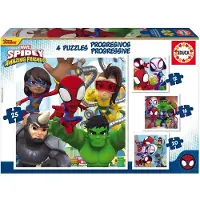 Educa 19295, Spidey und Seine Super-Freunde, 4in1 Puzzleset mit 12/16/20/25 Teilen, Puzzle für Kinder ab 3 Jahren, Spiderman, Marvel