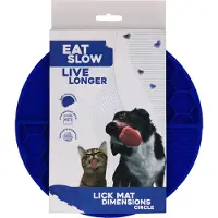 Eat Slow Live Longer runde Leckmatte mit tiefen Fächern blau, Durchmesser: 21 cm