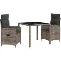 vidaXL Outdoortisch-Set 3 pcs Hellgrau und Dunkelgrau 90 x 90 x 75 cm