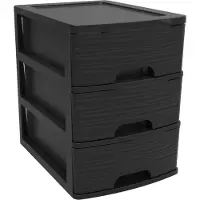 Eda Plastiques EDA Schubladenbox STONE DIN A4 3 Schübe PP schwarz
