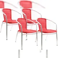 Pemora 4-er Set Bistrostuhl Terrassenstuhl Balkonstuhl Aluminium Stapelstuhl Geflecht aus Neoprofil KIR rot