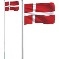 Syfax Flagge Dänemarks mit Mast 6,08 m Aluminium