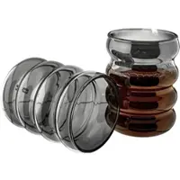 Mulex Schwarze Wave-Design Trinkgläser im 4er Set – 300 ml