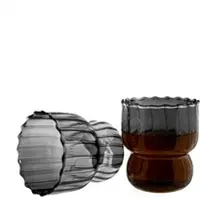 Mulex 2er Set Riffle Design Gläser aus Borosilikat – Schwarz