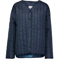 Oxmo OXSaggy Damen Steppjacke Übergangsjacke Jacke mit Druckknöpfen V-Ausschnitt Oversize Fit leicht gefüttert