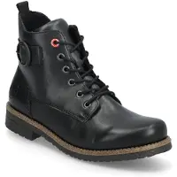 Rieker Damen Stiefelette flacher Schnürstiefel mit Riemen und Schnalle 73520, Größe:41 EU, Farbe:Schwarz