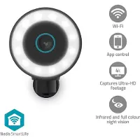 Nedis SmartLife Außenkamera - Spotlight - 4K / 3840x2160 - IP65 - Cloud Storage (optional) / microSD (not enthalten) / Onvif - 5 V DC - Bewegungssensor - Nachtsicht - Schwarz