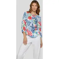 Rabe Klassische Bluse , Damen, Gr. 44, himmelblau, Web, Obermaterial: 100% Viskose, bedruckt, regular fit normal, U-Boot-Ausschnitt, elastischer Bund, Blusen Klassische Bluse, mit All-Over Print