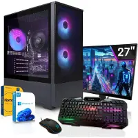 SYSTEMTREFF Gaming Komplett PC - Core i3-14100F - AMD Radeon RX 7600 8GB - 16GB DDR4 - 512GB NVMe - 27 Zoll TFT - Windows 11 Pro - Desktop