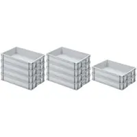 Proregal SparSet 10x Eurobehälter mit Geschlossenem Griff HxBxT 12 x 40 x 60 cm 21 Liter Grau Eurobox Transportbox