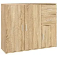 Helloshop26 - Buffet Sideboard Kommode Kleiderschrank Aufbewahrungsm√∂bel Organizer Küche Wohnzimmer Sonoma-Eiche 91 x 29,5 x 75 cm 02_0031738