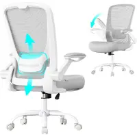 Songmics Bürostuhl ergonomisch mit Mesh und 53 cm großer Sitzfläche hellgrau OBN037G02