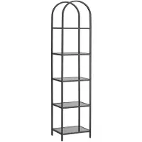 Vasagle Bücherregal LGT501G01, schwarz, aus Metall / Glas, 5 Ebenen, 40 x 183,5 x 30,2cm