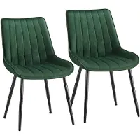 Songmics Esszimmerstuhl 2er Set mit Stahlbeinen grün-tintenschwarz LDC090C01