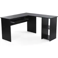Vasagle Computertisch schwarz | mit Tastaturauszug und 2 Ablagen | 140 x 120 cm | PC-Tisch leicht montiert | Bürotisch stabil LCD810B