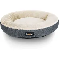 Songmics Haustierbett Donutform Ø 55 cm, Dunkelgrau, für kleine Hunde und Katzen