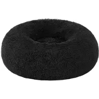OEM Flauschiges Hundebett, Kätzchenbett, Donutkissen, waschbar, entfernbare Mitte, langer Plüsch, 50 cm Durchmesser, schwarzer PGW037B01