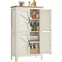 Vasagle Badezimmerschrank mit Schubladen und verstellbaren Ablagen im Landhausstil BBK773W01