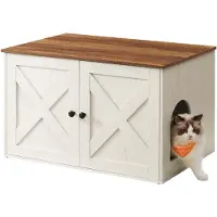 Feandrea Katzenklo-Schrank, verstecktes Katzenklo-Möbel mit herausnehmbarer Trennwand, Beistelltisch, Innen-Katzenhaus, 80 x 53 x 50 cm, honigbraun und rustikales Weiß PCL002P01V1
