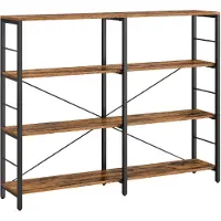 Vasagle 4-Etagen-Regal, Regalsystem, Hochregal, 30 x 120 x 109,4 cm, Industriestil, Raumteiler, Wohnzimmer, Büro, Küche, rustikales Braun und Tintenschwarz LLS131K01