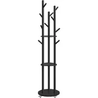 Vasagle Garderobenständer mit Massivholz-Haken und Ablagen RCR023B01