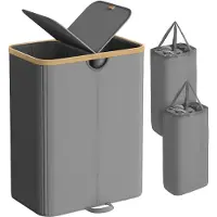 Songmics Wäschekorb mit zwei Fächern und Deckel LCB523G01