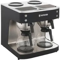 GastroHero Filterkaffeemaschine ECO 2x 2 Liter – Doppelte Glaskanne, Edelstahlgehäuse, Warmhalteplatten, ideal für Gastronomie & Büro