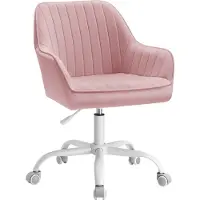 Songmics Schreibtischstuhl mit Samtbezug, höhenverstellbar, für Schminktisch, pastellrosa