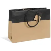 Gimex Luxus-Tüte L'Exceptionnel-Linie aus braunem und schwarzem Kraftpapier Kordelgriffe 33 + 11,5 x 24 cm je 100 -