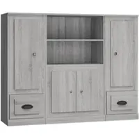 Helloshop26 Buffet Sideboard Kommode Kleiderschrank Aufbewahrungsmöbel Organizer für Küche Wohnzimmer Lounge 3-teilig Sonoma